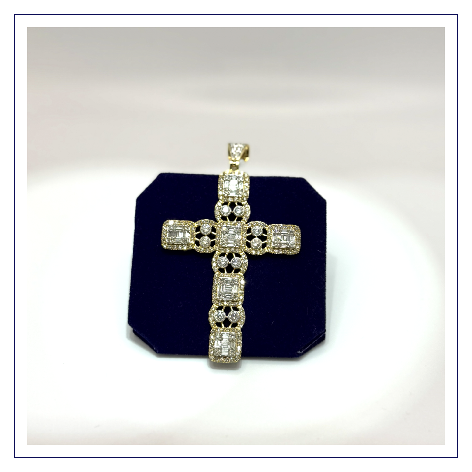 "The ""Unity Link"" Baguette & Solitaire Cross (4.15 CTW) "