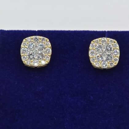 1.83 CTW Lab-Grown Diamond Cushion Cluster Studs (10K Yellow Gold)