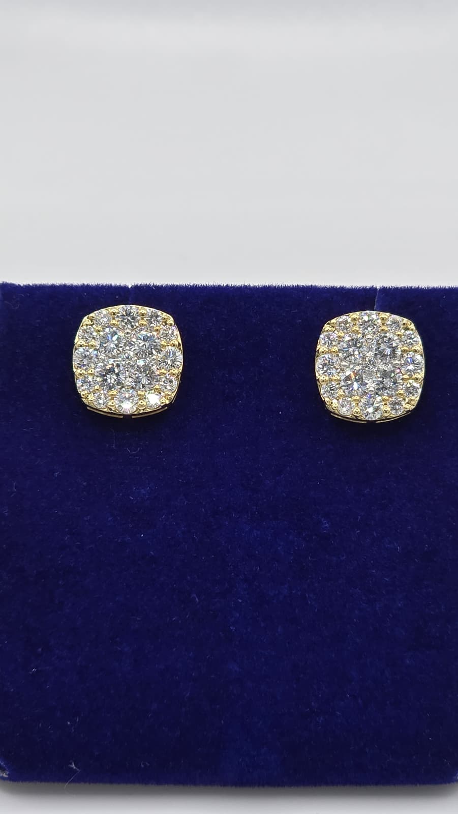 1.83 CTW Lab-Grown Diamond Cushion Cluster Studs (10K Yellow Gold)