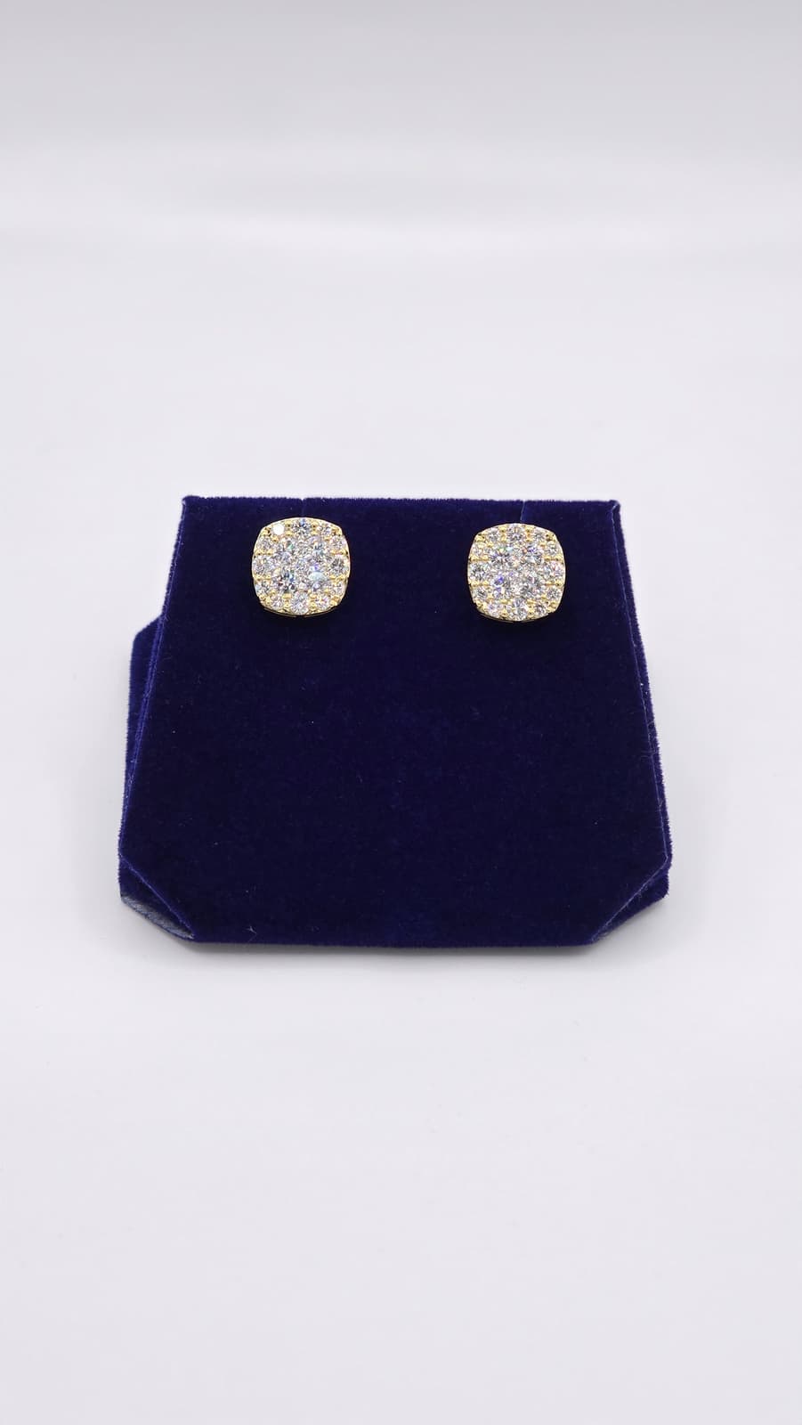 1.83 CTW Lab-Grown Diamond Cushion Cluster Studs (10K Yellow Gold) - Image 2