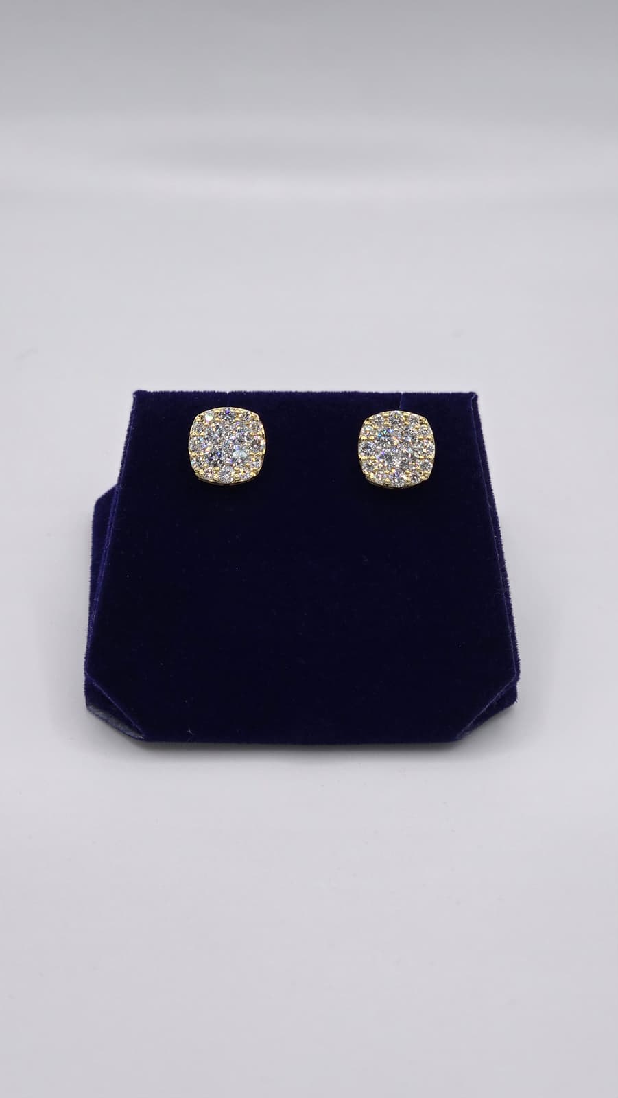 1.83 CTW Lab-Grown Diamond Cushion Cluster Studs (10K Yellow Gold) - Image 3