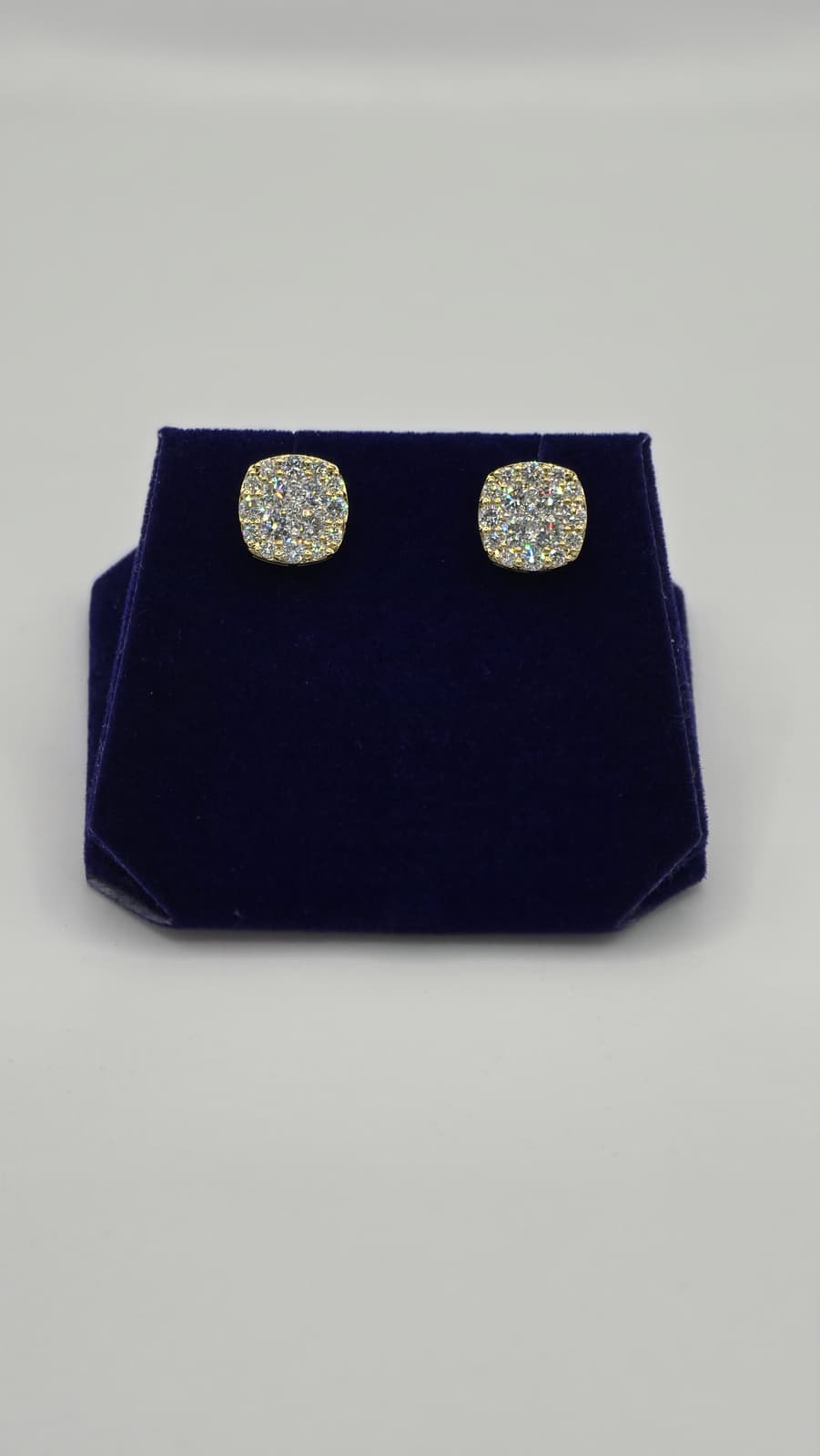 1.83 CTW Lab-Grown Diamond Cushion Cluster Studs (10K Yellow Gold) - Image 4