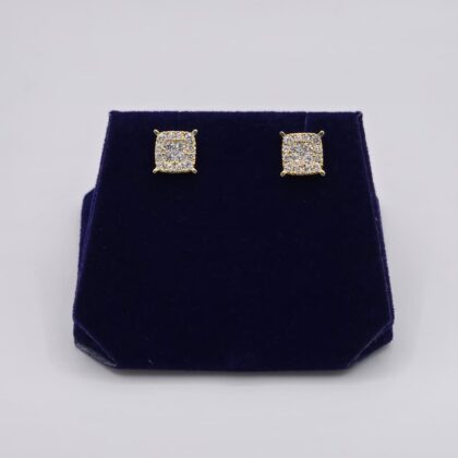 1 CTW Lab-Grown Diamond Square Cluster Studs (10K Yellow Gold)