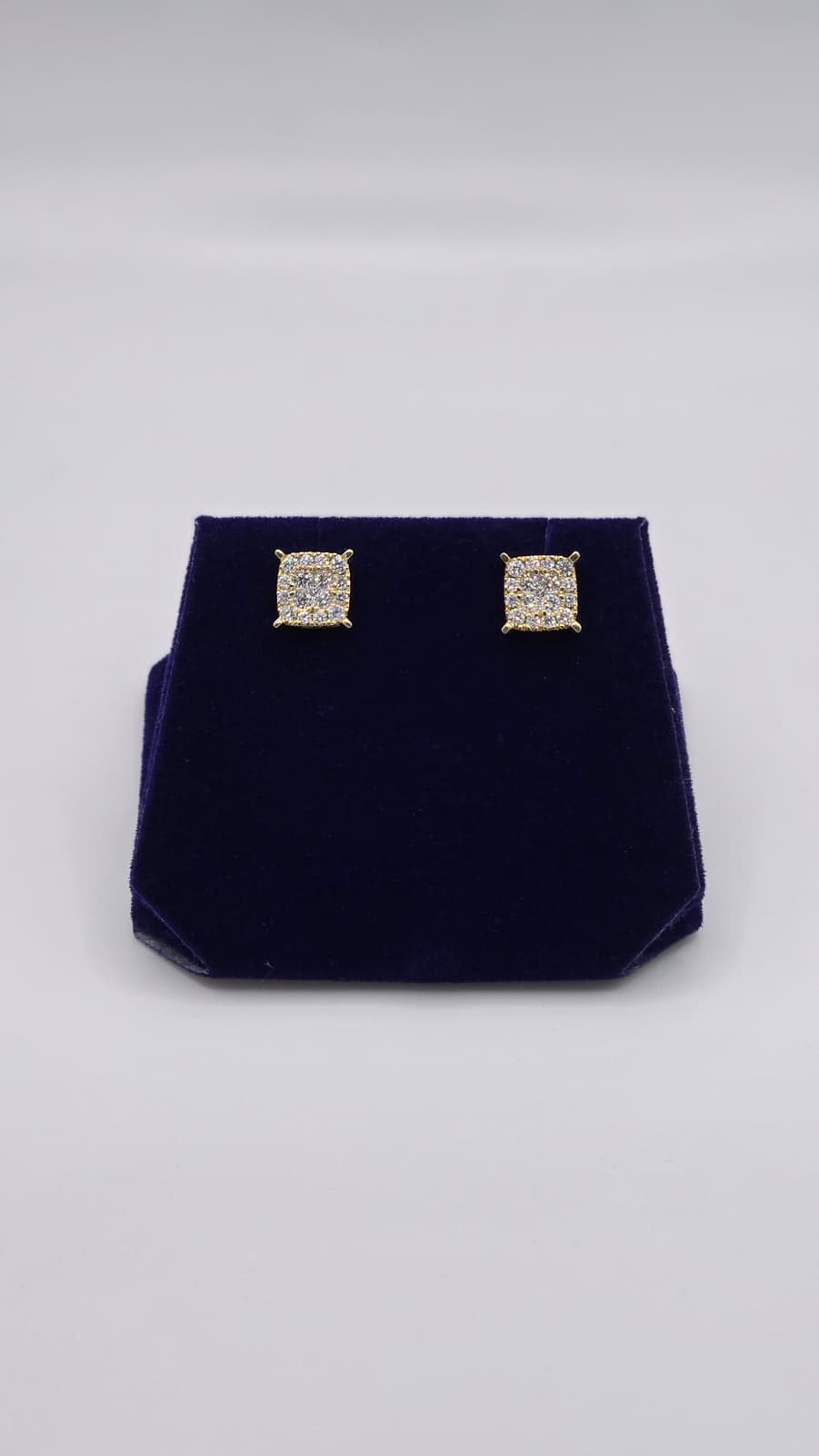 1 CTW Lab-Grown Diamond Square Cluster Studs (10K Yellow Gold)