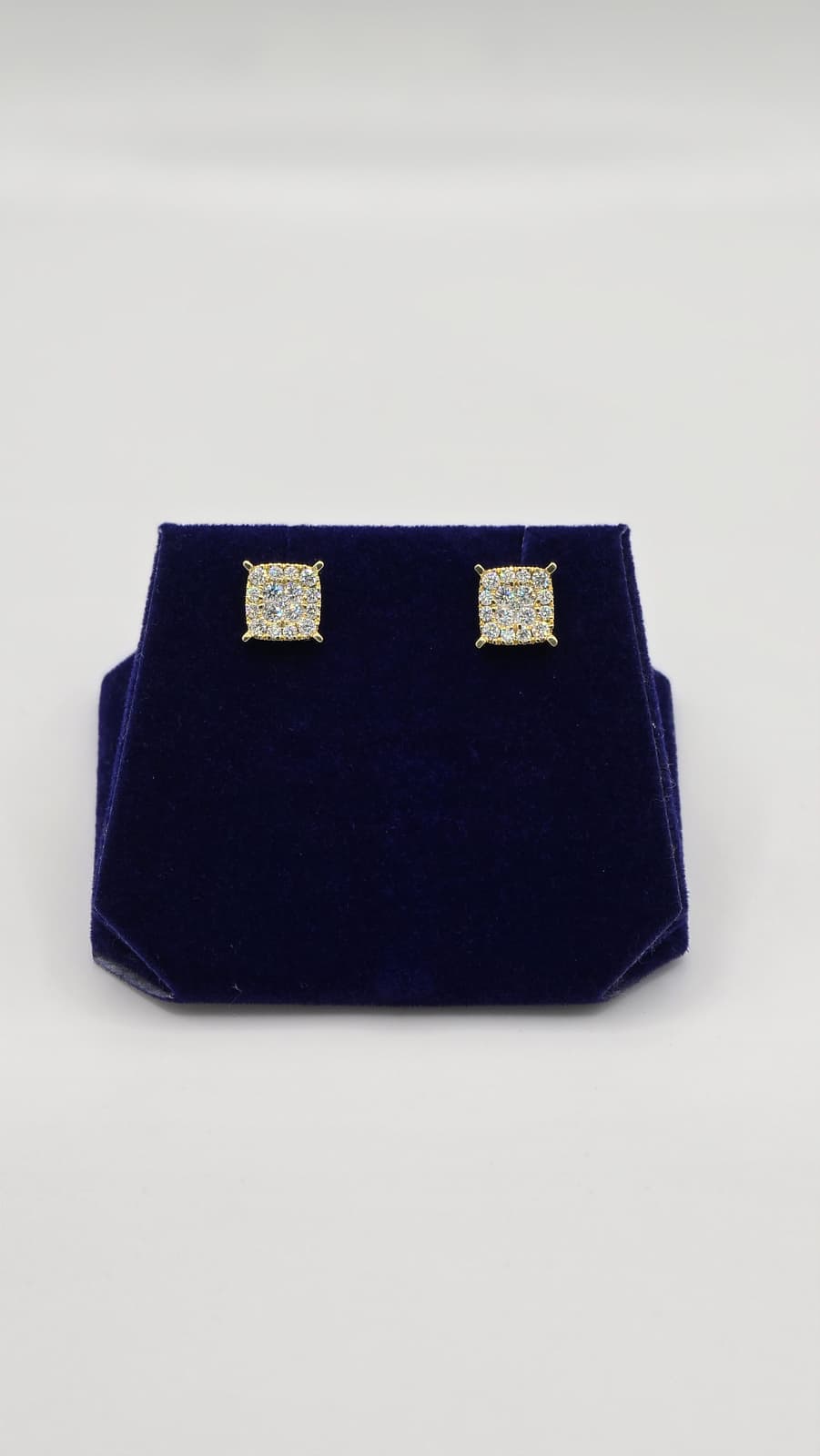 1 CTW Lab-Grown Diamond Square Cluster Studs (10K Yellow Gold) - Image 2