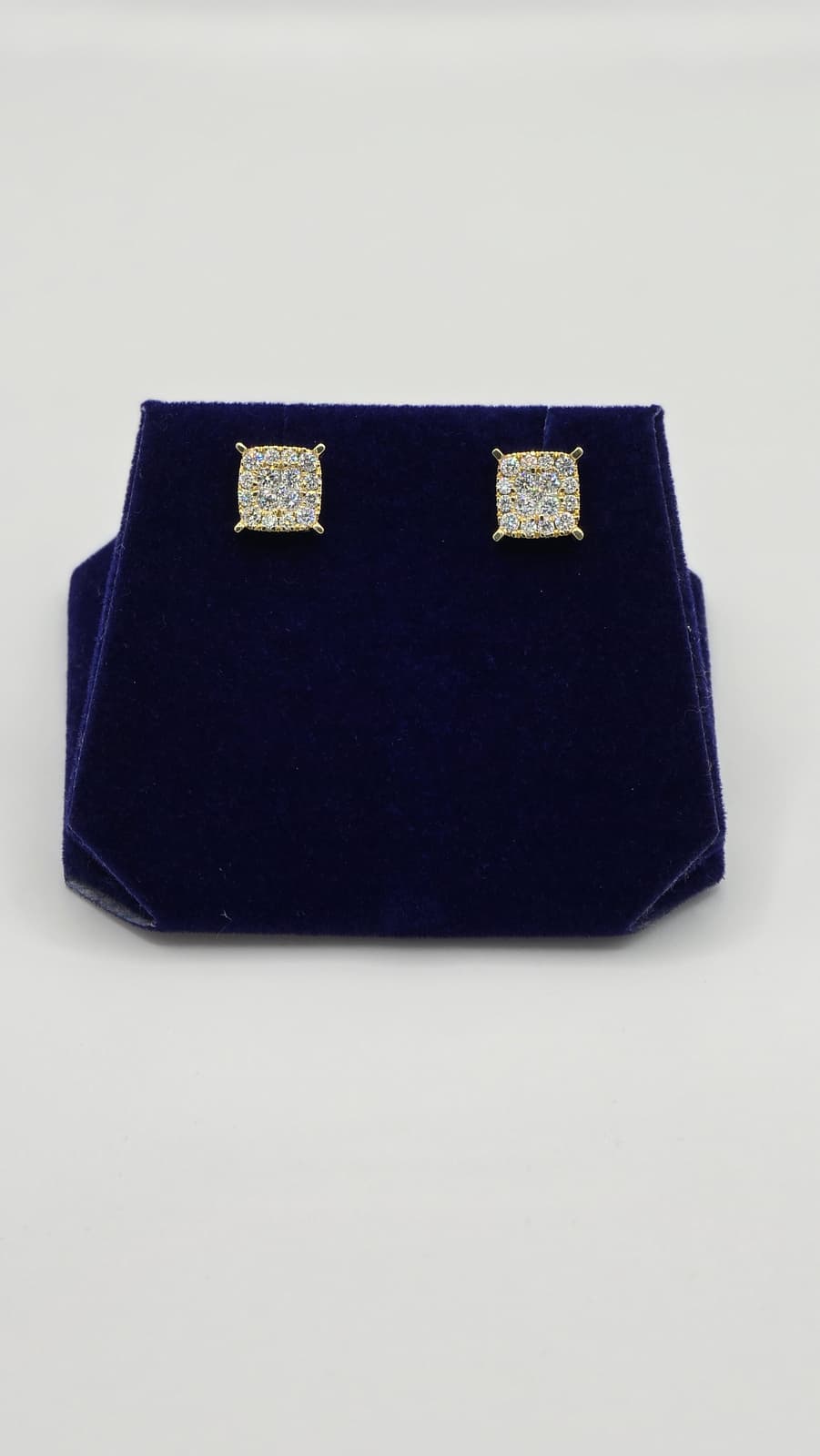 1 CTW Lab-Grown Diamond Square Cluster Studs (10K Yellow Gold) - Image 3
