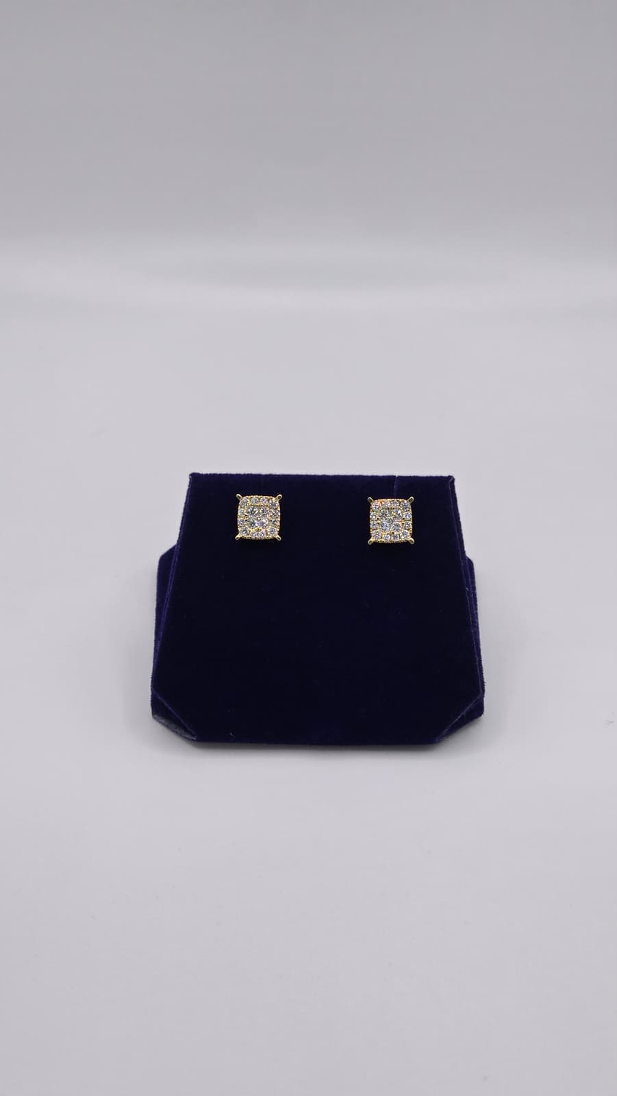 1 CTW Lab-Grown Diamond Square Cluster Studs (10K Yellow Gold) - Image 4