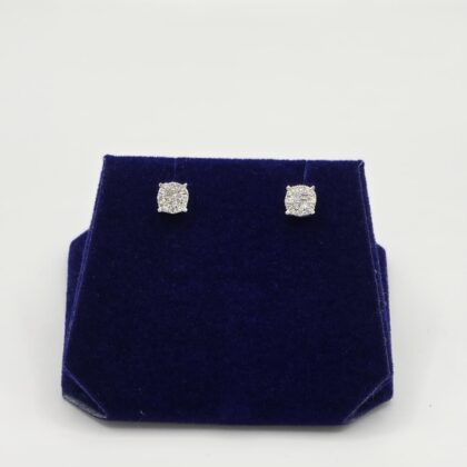 0.25 CTW Natural Diamond Round Halo Studs (14K White Gold)