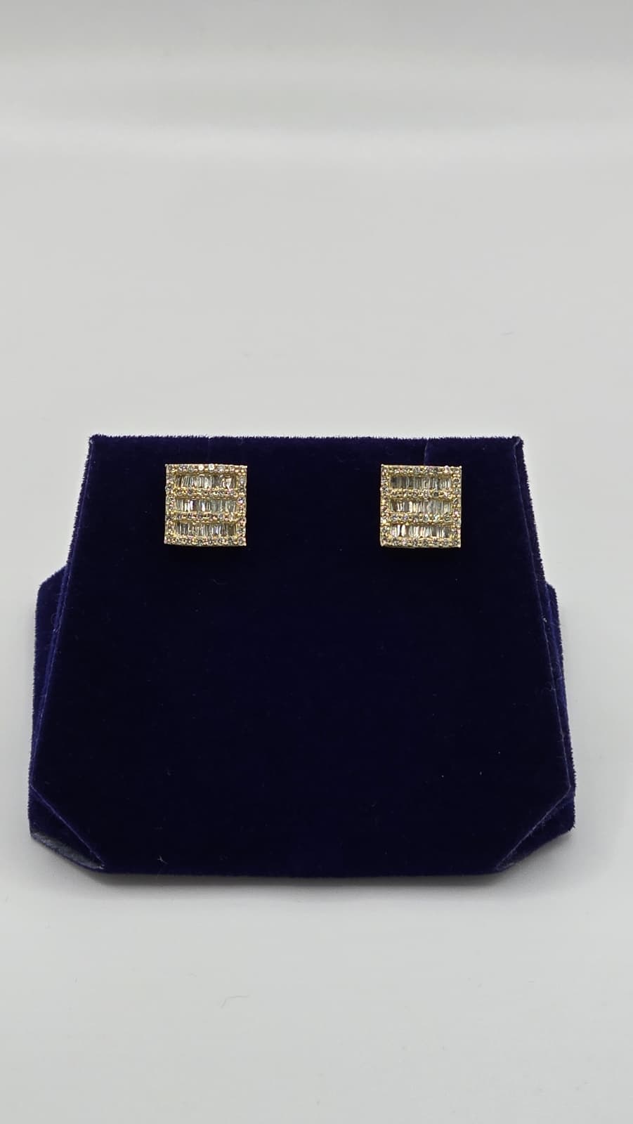 1 CTW Natural Diamond Square Baguette Studs (10K Yellow Gold)