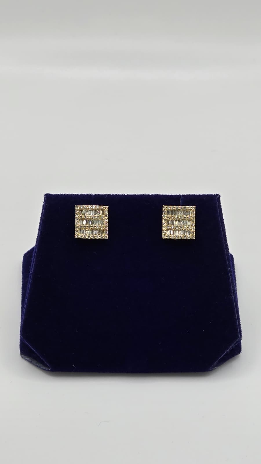 1 CTW Natural Diamond Square Baguette Studs (10K Yellow Gold) - Image 2