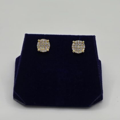 1 CTW Lab-Grown Diamond Round Cluster Studs (10K Yellow Gold)