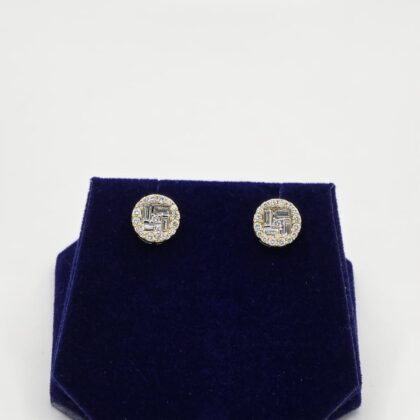 1 CTW Lab-Grown Diamond Round Baguette-Pinwheel Studs (10K Yellow Gold)