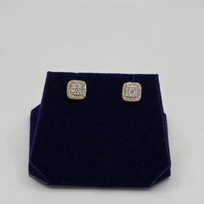 0.375 CTW Natural Diamond Cushion Halo Studs (10K Yellow Gold)