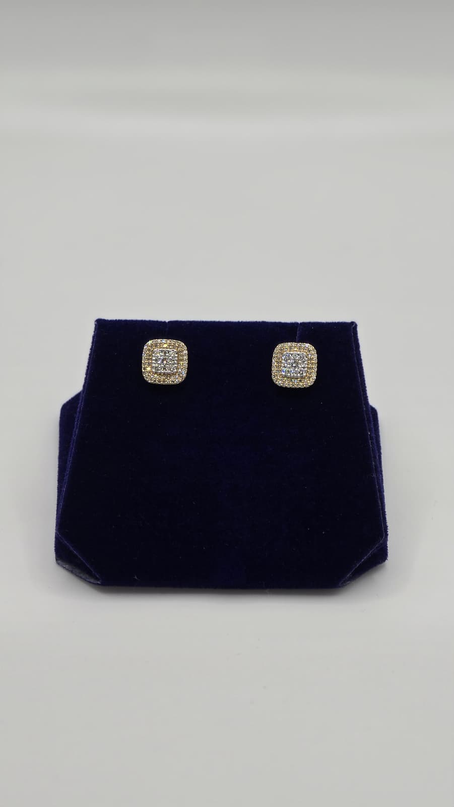 0.375 CTW Natural Diamond Cushion Halo Studs (10K Yellow Gold) - Image 2