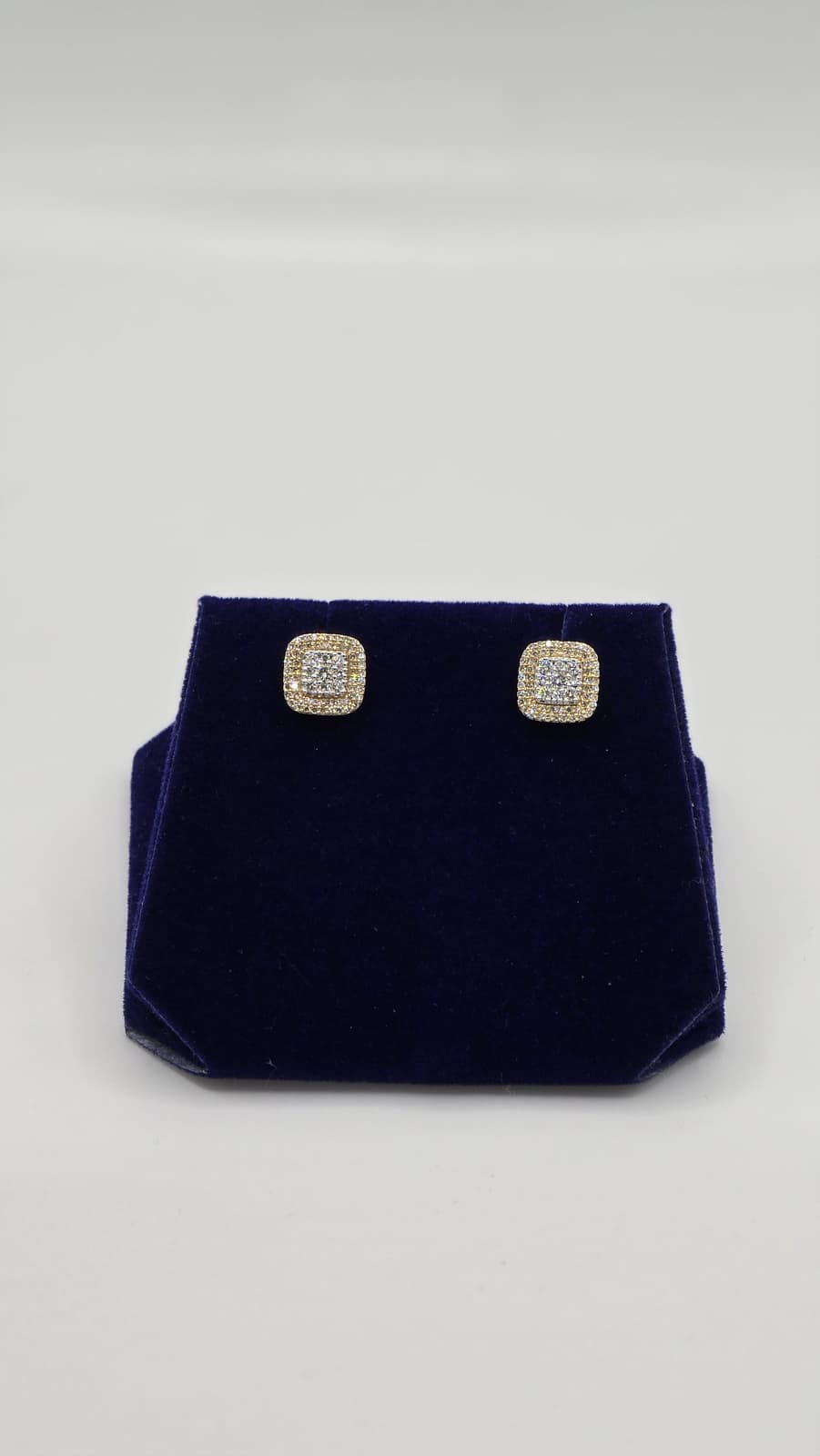 0.375 CTW Natural Diamond Cushion Halo Studs (10K Yellow Gold) - Image 3