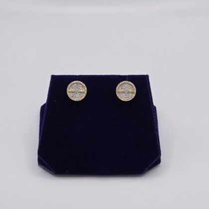0.375 CTW Natural Diamond Round Baguette-Bar Studs (10K Yellow Gold)