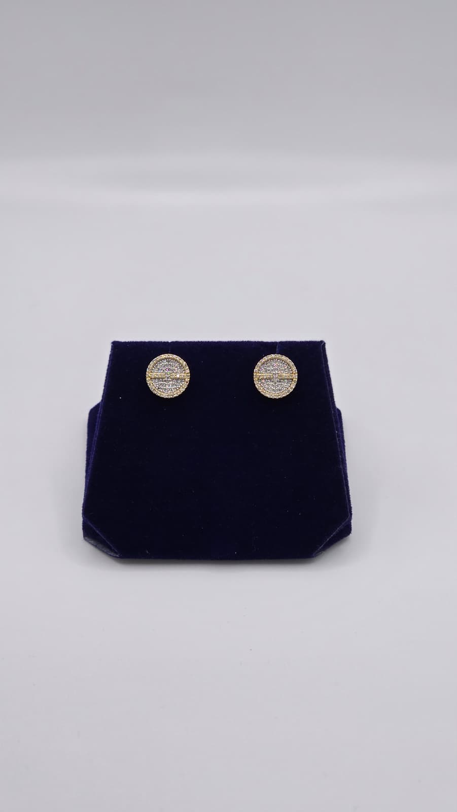 0.375 CTW Natural Diamond Round Baguette-Bar Studs (10K Yellow Gold)