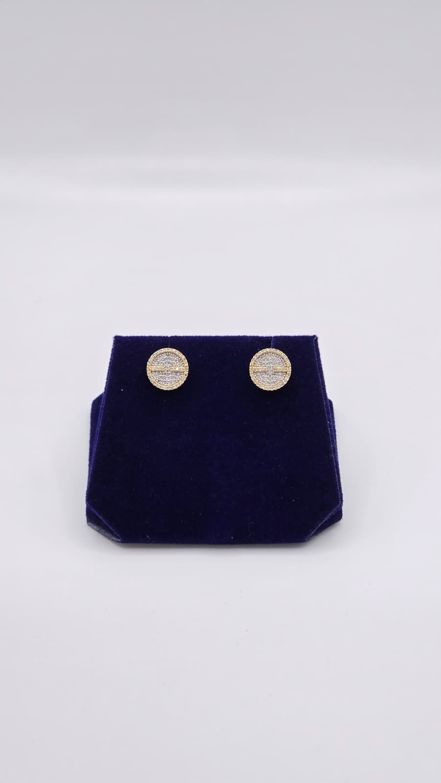 0.375 CTW Natural Diamond Round Baguette-Bar Studs (10K Yellow Gold) - Image 2