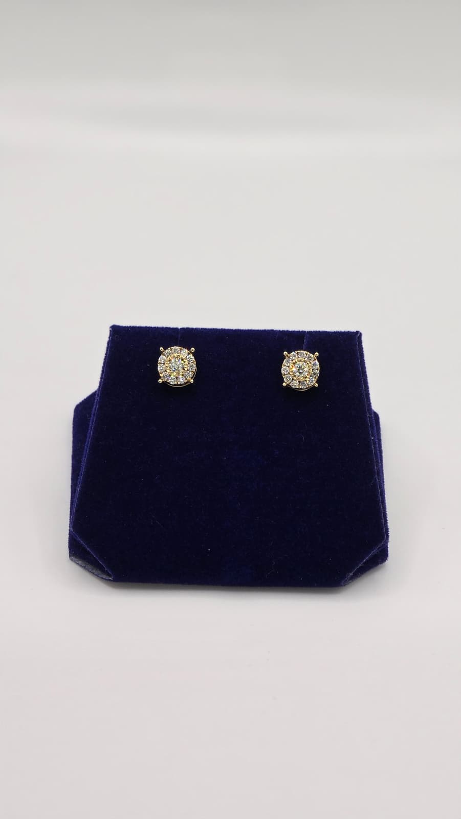 1 CTW Natural Diamond Round Halo Studs (10K Yellow Gold) - Image 2