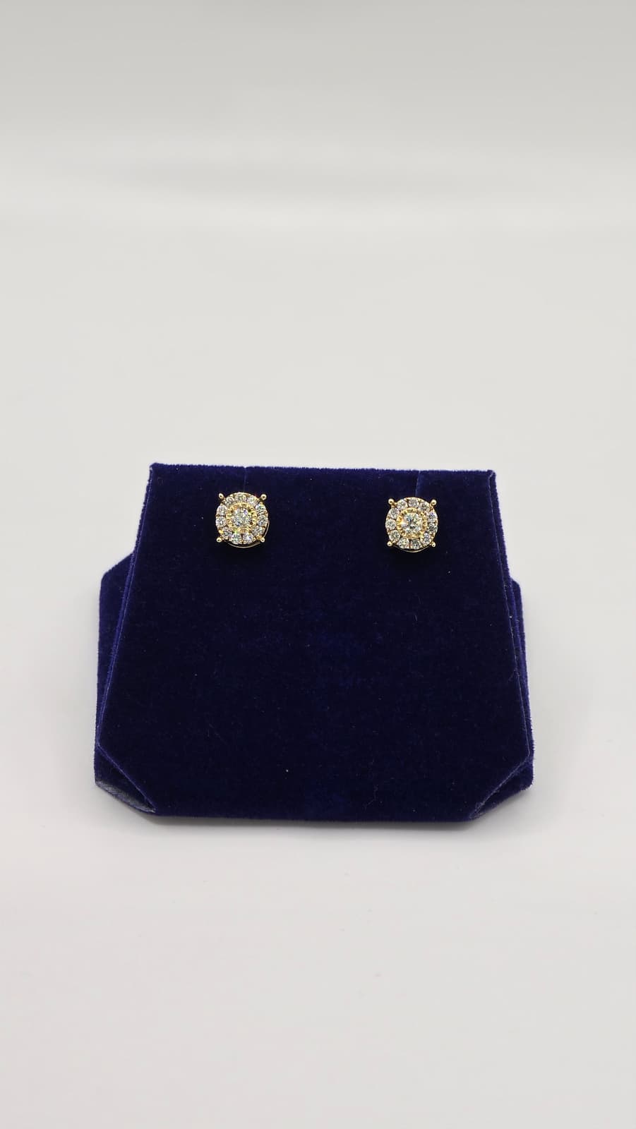 1 CTW Natural Diamond Round Halo Studs (10K Yellow Gold) - Image 3