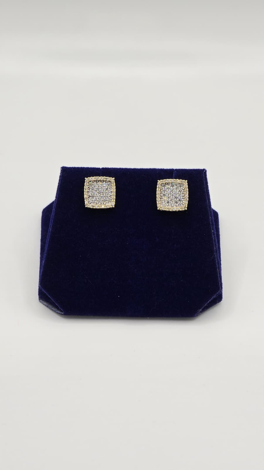 0.9 CTW Natural Diamond Cushion Pave Studs (10K Yellow Gold) - Image 2