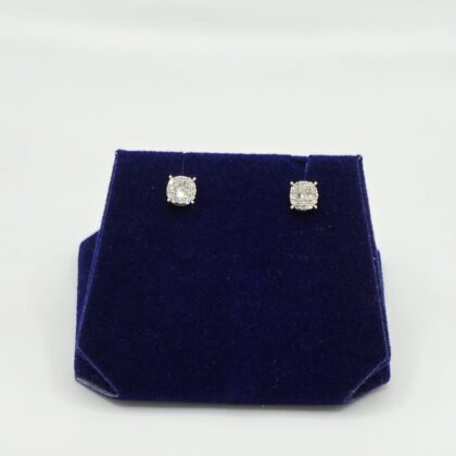 0.25 CTW Natural Diamond Cushion Halo Studs (10K Yellow Gold)
