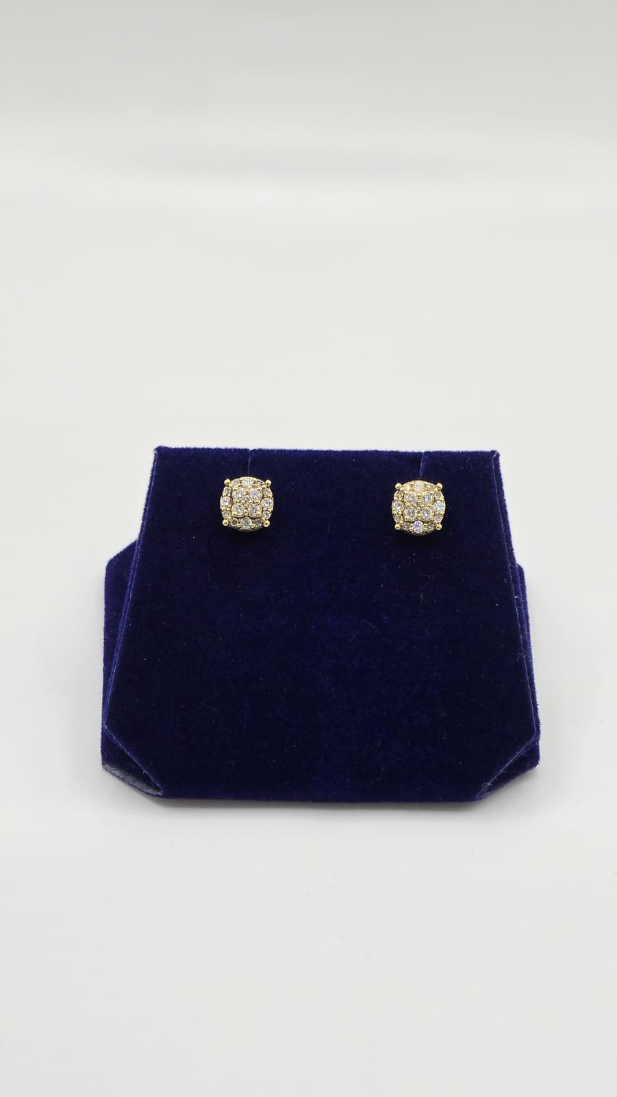 1 CTW Natural Diamond Round Cluster Studs (10K Yellow Gold) - Image 2