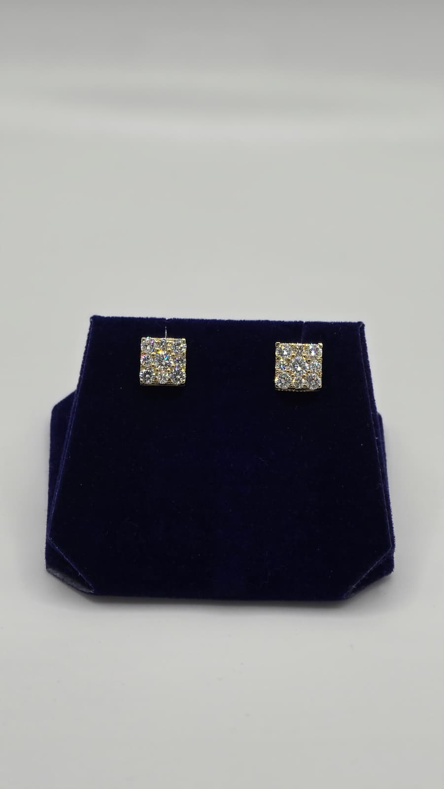 1.49 CTW Lab-Grown Diamond Square Princess-Cut Studs (10K Yellow Gold)