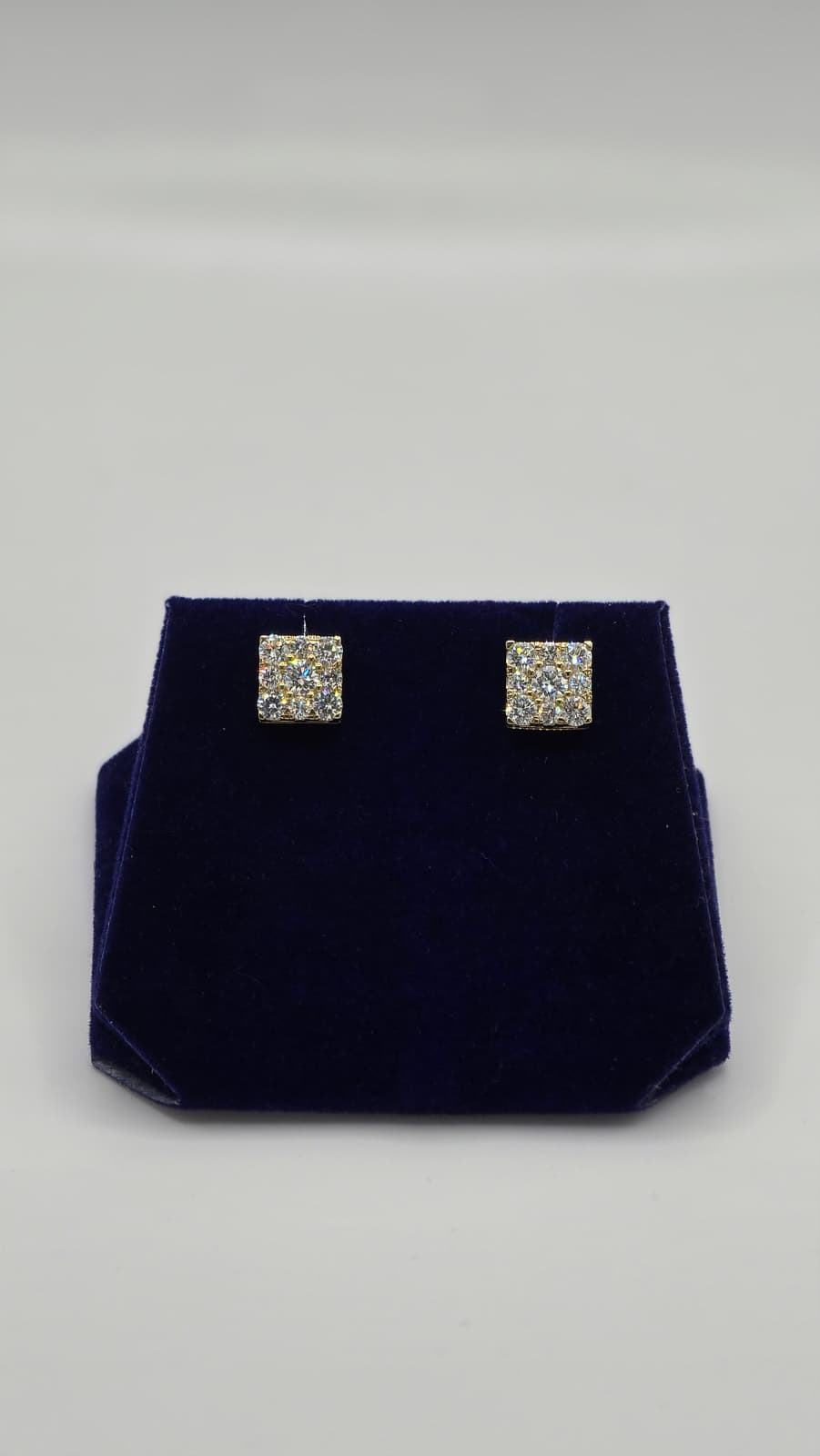 1.49 CTW Lab-Grown Diamond Square Princess-Cut Studs (10K Yellow Gold) - Image 2