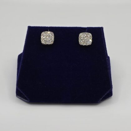 0.92 CTW Natural Diamond Cushion Cluster Studs (10K Yellow Gold)