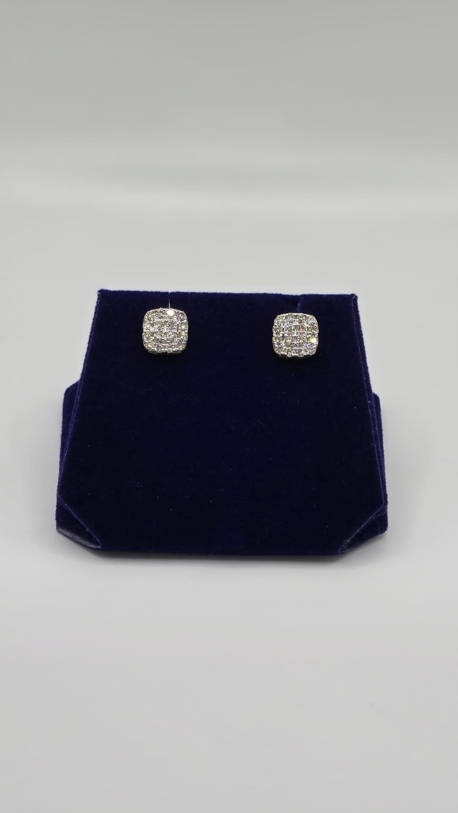 0.92 CTW Natural Diamond Cushion Cluster Studs (10K Yellow Gold) - Image 2