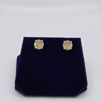 0.75 CTW Natural Diamond Square Princess-Cut Studs (10K Yellow Gold)