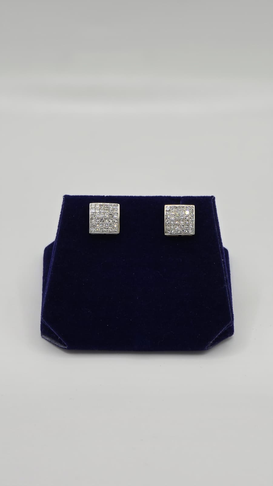 1.05 CTW Natural Diamond Square Cluster Studs (14K Yellow Gold)