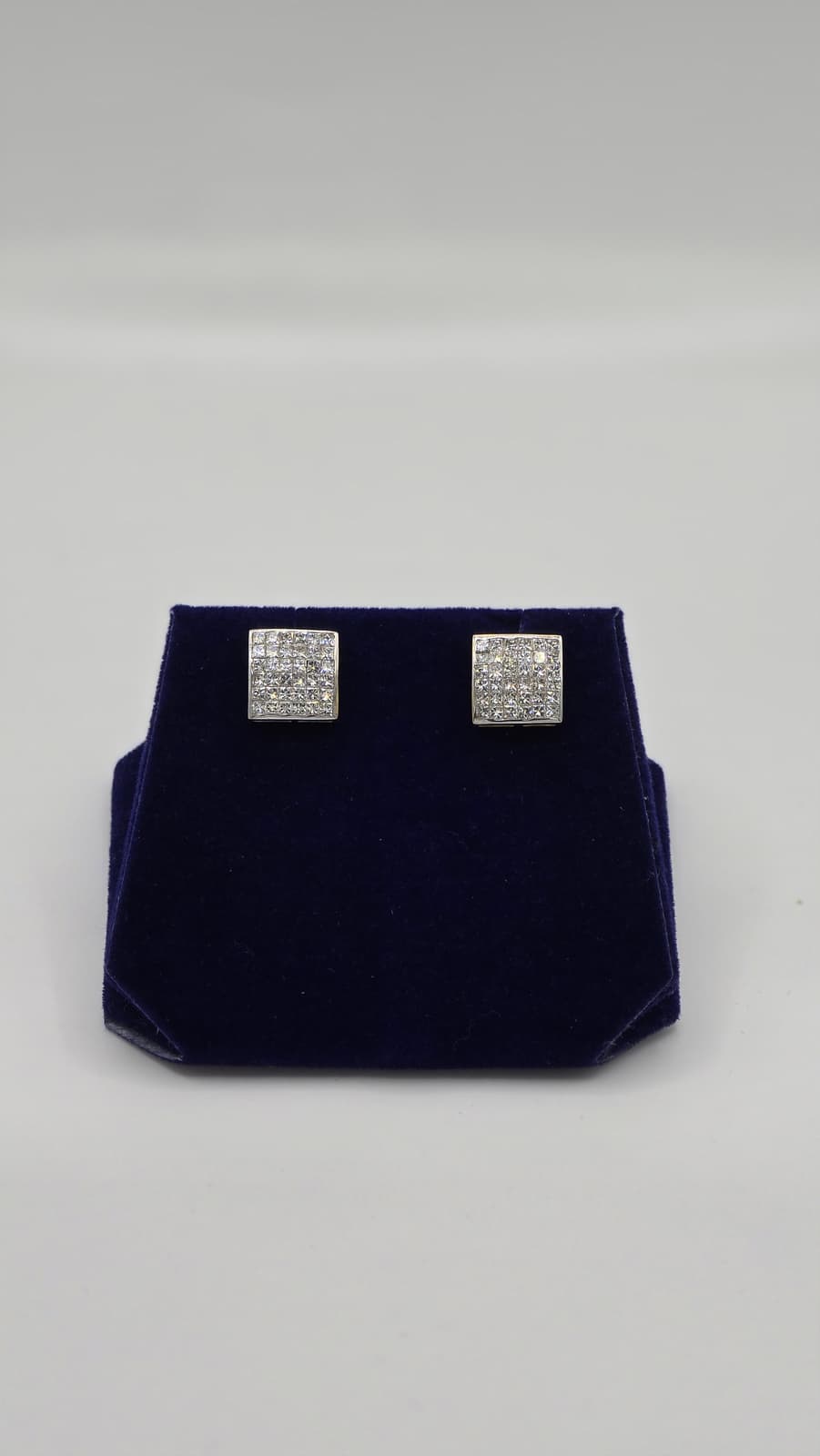 1.05 CTW Natural Diamond Square Cluster Studs (14K Yellow Gold) - Image 2