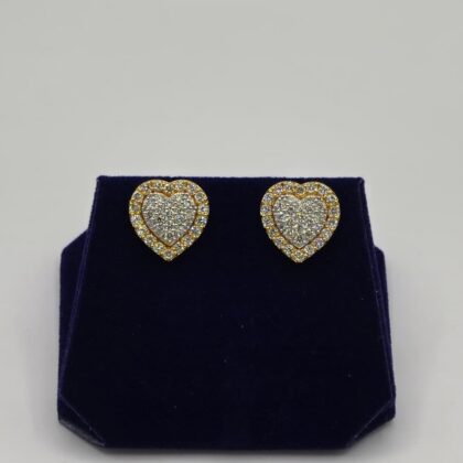 2 CTW Natural Diamond Heart Halo Studs (10K Yellow Gold)