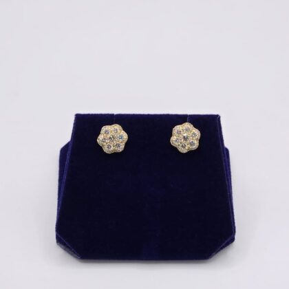 1 CTW Natural Diamond Flower-Cluster Studs (10K Yellow Gold)