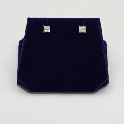 0.10 CTW Natural Diamond Square Princess-Cut Studs (925 Sterling Silver)