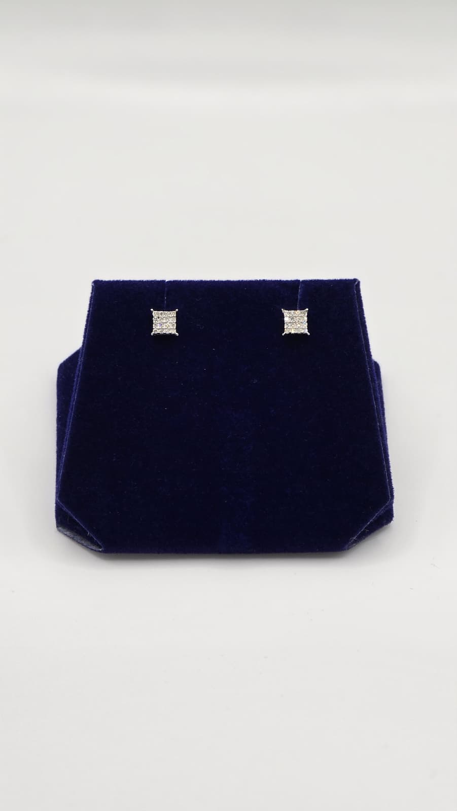 0.10 CTW Natural Diamond Square Princess-Cut Studs (925 Sterling Silver) - Image 2