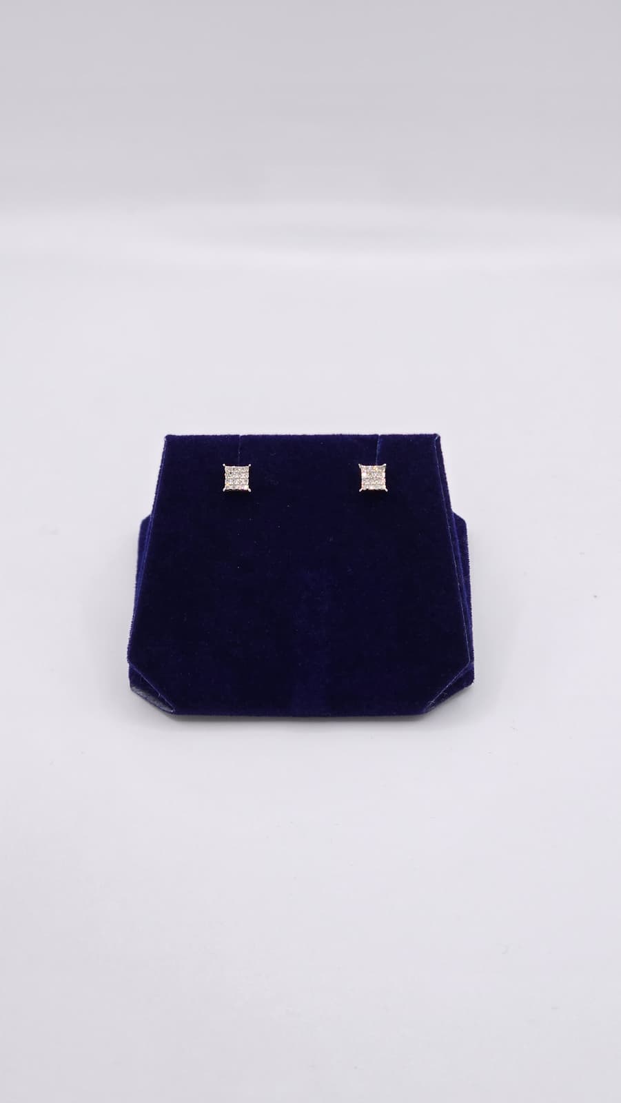 0.10 CTW Natural Diamond Square Princess-Cut Studs (925 Sterling Silver) - Image 3