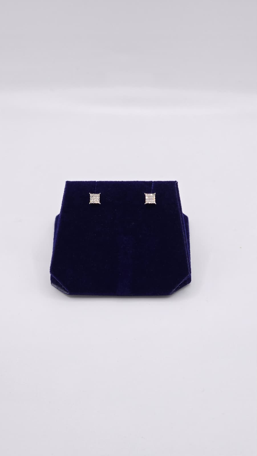 0.10 CTW Natural Diamond Square Princess-Cut Studs (925 Sterling Silver) - Image 4