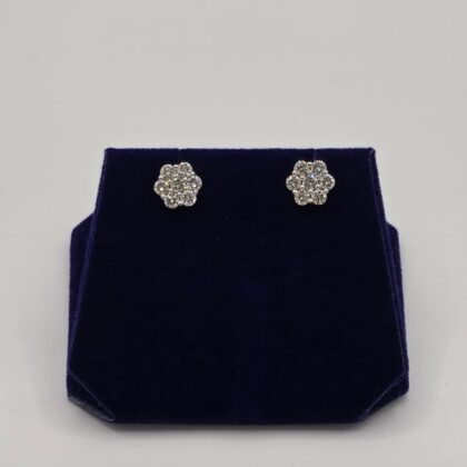 1.6 CTW Natural Diamond Flower-Cluster Studs (10K White Gold)