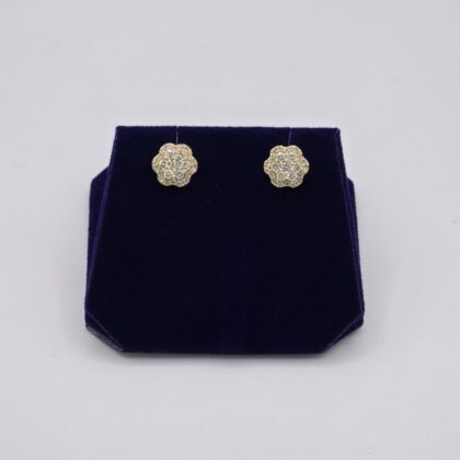 1.25 CTW Natural Diamond Flower-Cluster Studs (10K Yellow Gold)