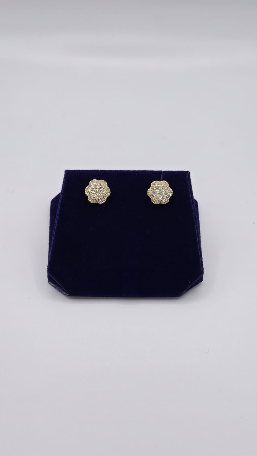 1.25 CTW Natural Diamond Flower-Cluster Studs (10K Yellow Gold)