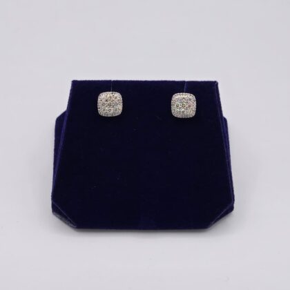 0.5 CTW Natural Diamond Cushion Pave Studs (10K White Gold)
