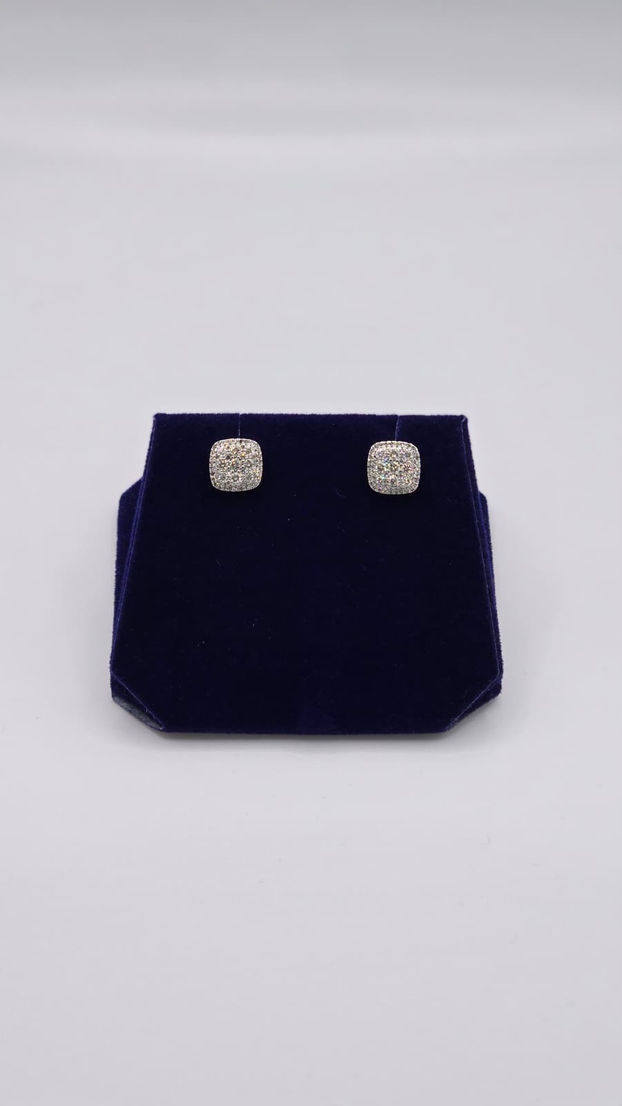 0.5 CTW Natural Diamond Cushion Pave Studs (10K White Gold)