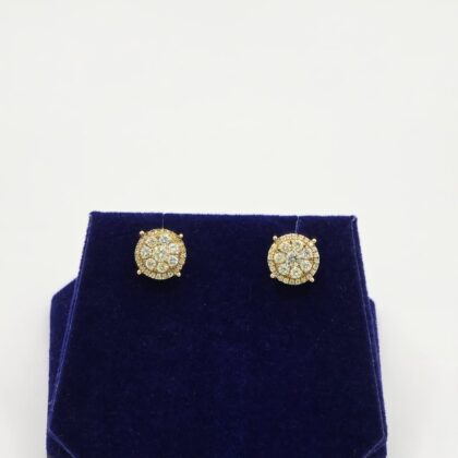 1.25 CTW Natural Diamond Round Cluster Studs (10K Yellow Gold)
