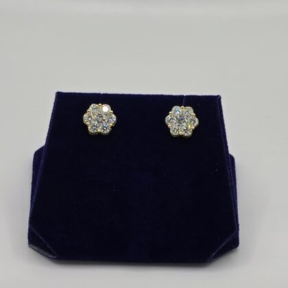 1.76 CTW Natural Diamond Flower-Cluster Studs (14K Yellow Gold)