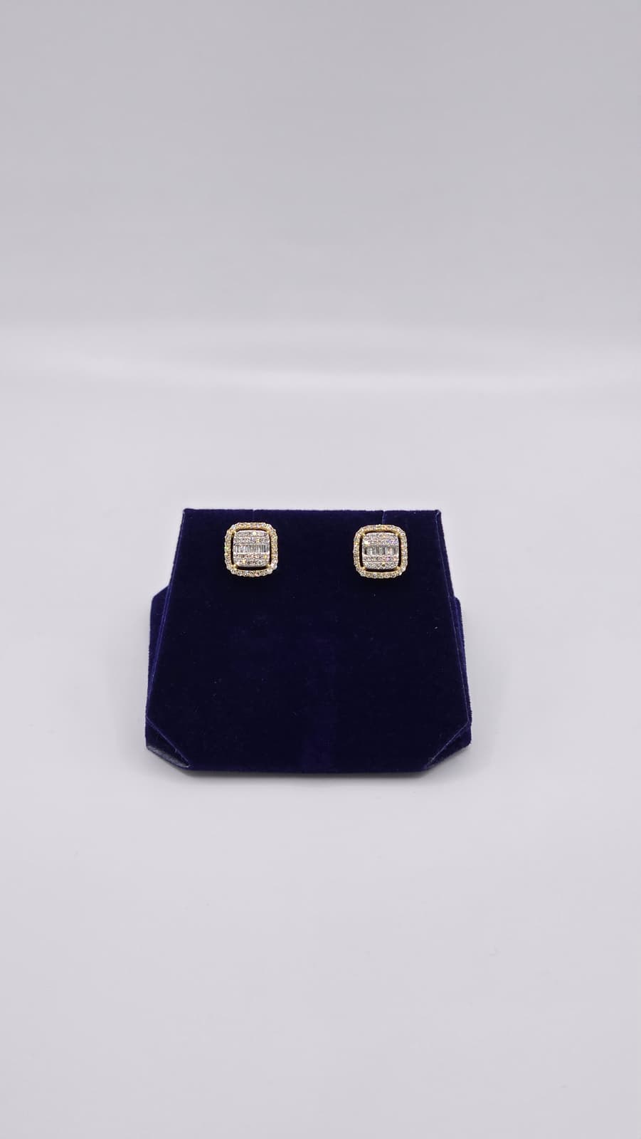 0.625 CTW Natural Diamond Cushion Baguette-Halo Studs (10K Yellow Gold) - Image 3