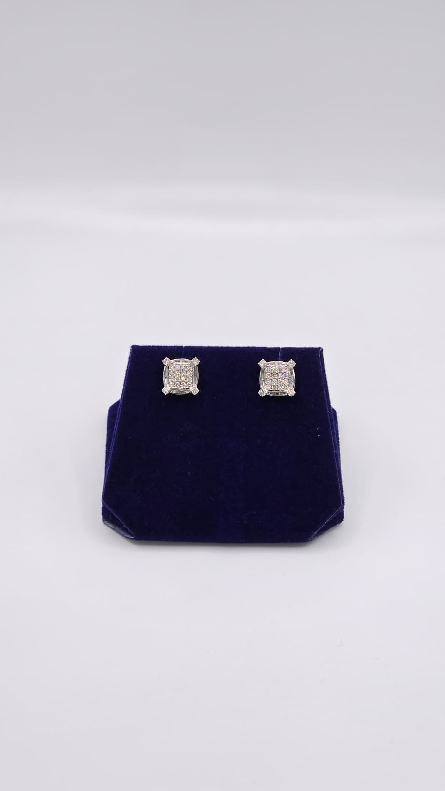 0.65 CTW Natural Diamond Cushion Pave Studs (10K White Gold)
