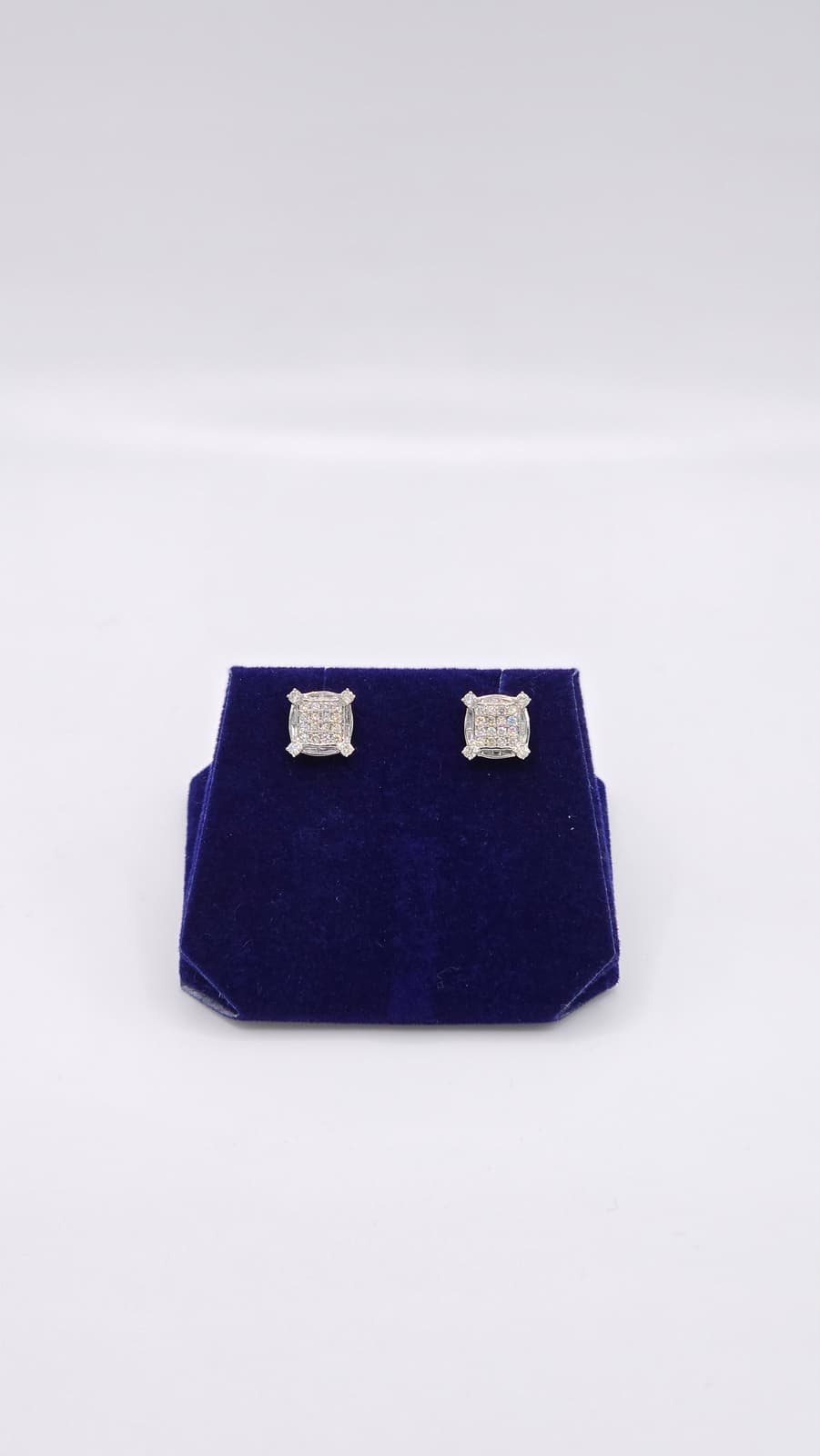 0.65 CTW Natural Diamond Cushion Pave Studs (10K White Gold) - Image 2